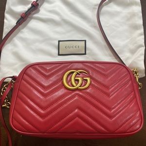 Authentic GUCCI Hibiscus Red Small Marmont bag